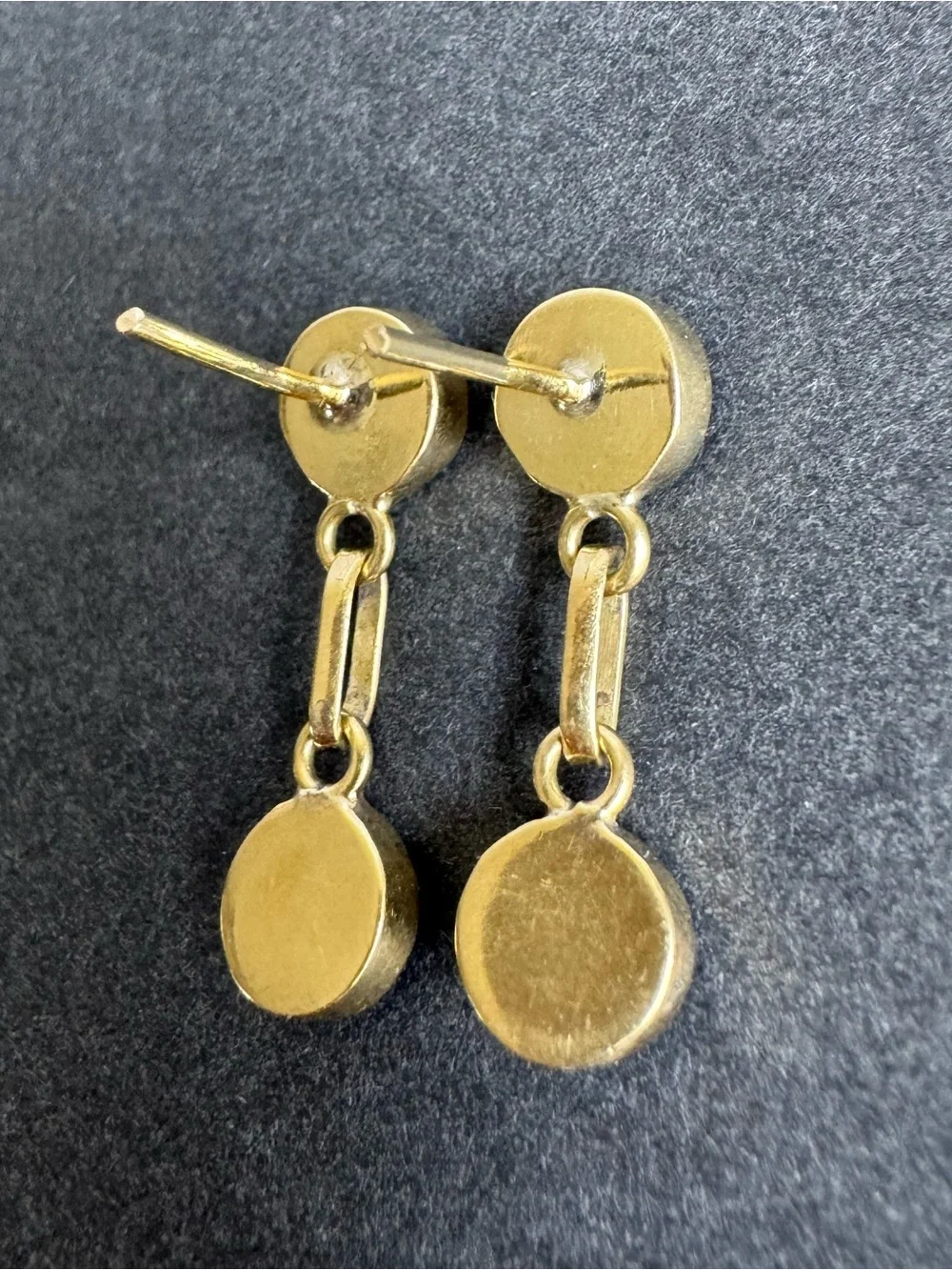 Vintage 14K Gold Earrings Lapis Lazuli Pierced Drop Stud Minimalist‎ Dainty